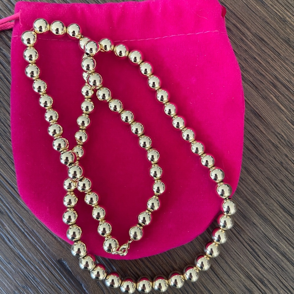 14k 6mm Gold Beaded Necklace